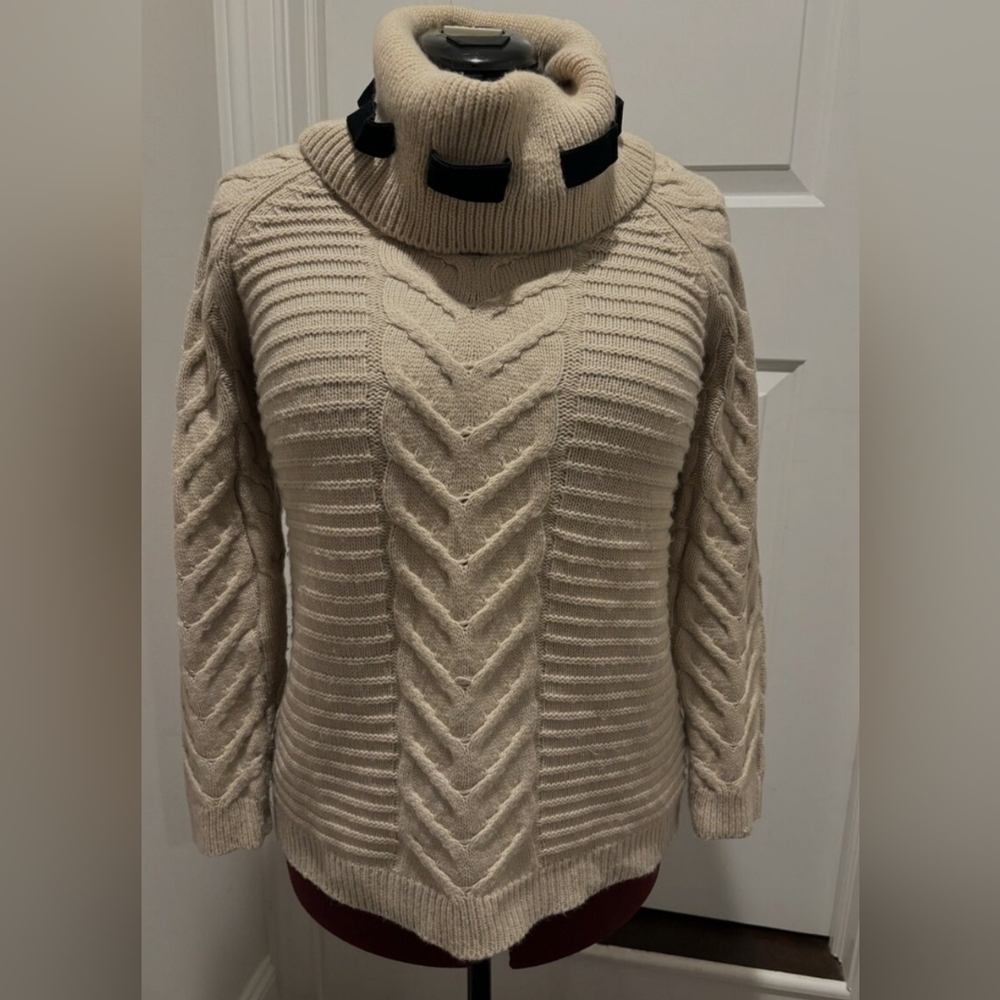 Karl Lagerfeld Paris Cream Knit Cowl Neck Knit Sweater Size L